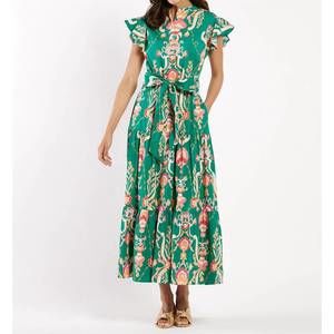NEW JUDE CONNALLY mirabella dress stretch poplin in tapestry floral jade